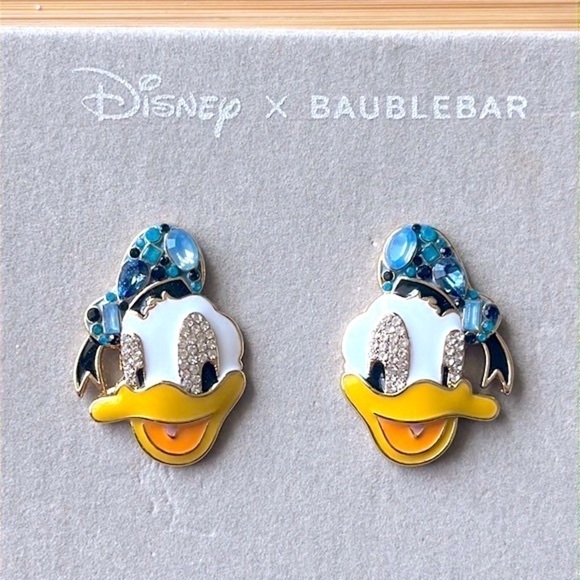 Brand New Disney x BaubleBar Donald Duck Sparkly Blue Hat Post Earrings - Picture 5 of 16